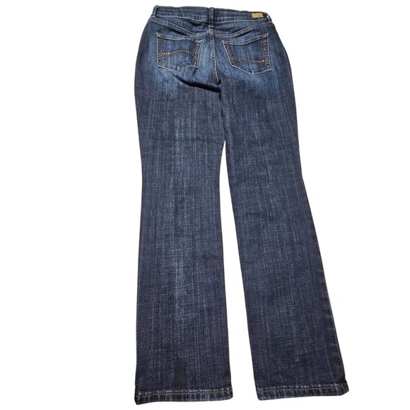 Lee Straight Leg Mid Rise Jeans Womens Size 31 Secretly Shapes Dark Wash Denim - Picture 3 of 4